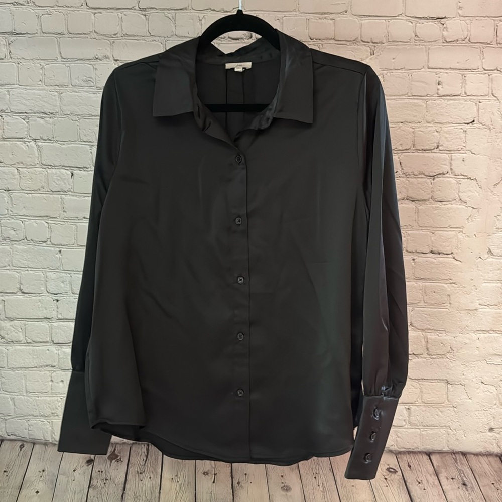 Joie Black Button-Front Silk Blouse